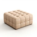 Cream Ottoman: Realistic 3d Render Of Beige Ottoman