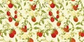 Cream pattern with tomatoe and plant. Royalty Free Stock Photo