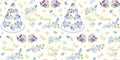 Cream pattern with wedding cake and flowers. Royalty Free Stock Photo