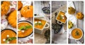 Pumpkin cream on bowl.Collage
