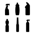 Plastic household bottles Monochrome icon set Vector illustration