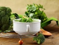 Cream soup broccoli with arugula greens Royalty Free Stock Photo