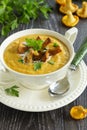 Cream soup with chanterelle mushrooms Royalty Free Stock Photo