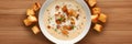 Cream soup with garlic croutons