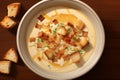 Cream soup with garlic croutons