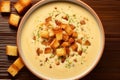 Cream soup with garlic croutons