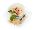 Cream soup. ham and bun Royalty Free Stock Photo