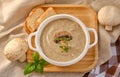 Cream soup with mushrooms champignon in white bowl Royalty Free Stock Photo