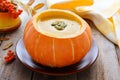 Cream soup from pumpkin in pumkin