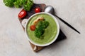 Cream soup puree with broccoli, garlic, salt and pepper Royalty Free Stock Photo