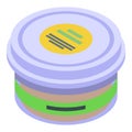 Cream tahini pot icon isometric vector. Cooking paste