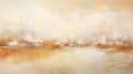 Cream And Tan Abstract Landscape Painting With White Birds