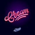 Cream vector illustration. Imitation 3 D. Beautiful inscription for a sign or a poster. Lettering, a typographical composition.