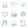 Cream, Walnut and Computer mouse icons set. Quote bubble, Love mail and Wash hands signs. Vector