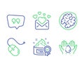 Cream, Walnut and Computer mouse icons set. Quote bubble, Love mail and Wash hands signs. Vector