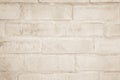 Cream and white brick wall texture background. Brickwork or stonework flooring interior rock old pattern clean concrete grid Royalty Free Stock Photo