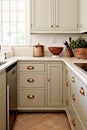 Cream white cottage kitchen decor, interior design and house improvement, English in frame kitchen cabinets in a