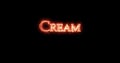 Cream written with fire. Loop