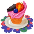 Cupcake_on_ plate Royalty Free Stock Photo