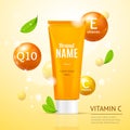 Creame Tube Moisturizing Cosmetic Products Ad. Vector