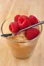 creamed rice pudding with raspberries Royalty Free Stock Photo
