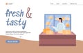 Creamery factory or cheese manufacture website, cartoon vector illustration. Royalty Free Stock Photo