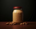 Creamy almond butter in glass jar delicious and nutritious spread for healthy snacking and cooking
