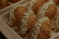 Picture Creamy almond croissants are delicious and soft.