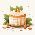 Creamy Almond Souffle: Delightful Cartoon Composition With Rich Layers