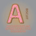 Creamy Biscuit Alphabet and Numbers Vector Royalty Free Stock Photo