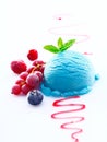 Creamy blueberry icecream with drizzled syrup