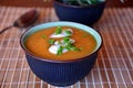 Creamy Butternut Squash Soup In Ceramic Bowl