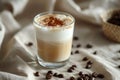 Creamy Cappuccino with Coffee Beans on a Soft Background Royalty Free Stock Photo