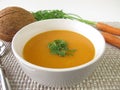 Creamy carrot soup with coconut milk