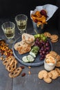 Cheese with bread and crackers Royalty Free Stock Photo