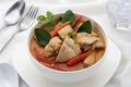 Creamy chicken tom yum soup or tom yum gai in Thai