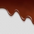 Creamy chocolate on transparent background. Cocoa liquid wave brown chocolate dessert flowing