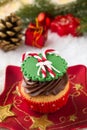 Creamy Christmas cupcake Royalty Free Stock Photo