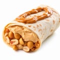 Creamy And Crunchy Peanut Butter Burrito - Stock Image