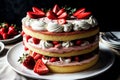 Creamy Delight Strawberry Cream Cake.AI Generated