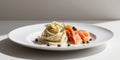 Creamy Dill Pasta with Smoked Salmon and Capers. Royalty Free Stock Photo