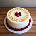 A creamy and fancily-decorated white cake. AI generated Royalty Free Stock Photo