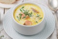Creamy fish soup with salmon