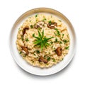 creamy and flavorful risotto isolated on a clean white background.