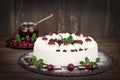 Creamy cake with whipped cream, sour cherry and dark chocolate - Schwarzwald cake