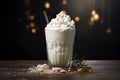 Creamy Glass vanilla milkshake. Generate Ai Royalty Free Stock Photo