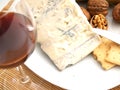 Creamy gorgonzola cheese, nuts, and biscuits Royalty Free Stock Photo