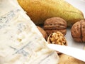 Creamy gorgonzola cheese, nuts, and biscuits Royalty Free Stock Photo