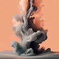 Creamy gray ink fluid composition on pastel muted orange background, trendy luxury creative design backdrop