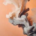 Creamy gray ink fluid composition on pastel muted orange background, trendy luxury creative design backdrop